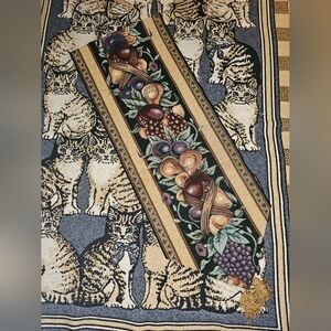 Fruit and Floral Tapestry Table Runner Retro Vintage Multicolored I6